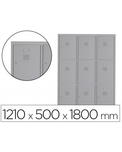 Taquilla metalica rocada 400 3 modulos x 3 puertas gris 1210x500x1800 mm