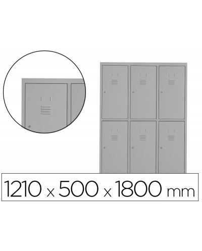 Taquilla metalica rocada 400 3 modulos x 2 puertas gris 1210x500x1800 mm
