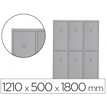 Taquilla metalica rocada 400 3 modulos x 2 puertas gris 1210x500x1800 mm