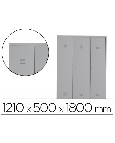Taquilla metalica rocada 400 3 modulos x 1 puerta gris 1210x500x1800 mm