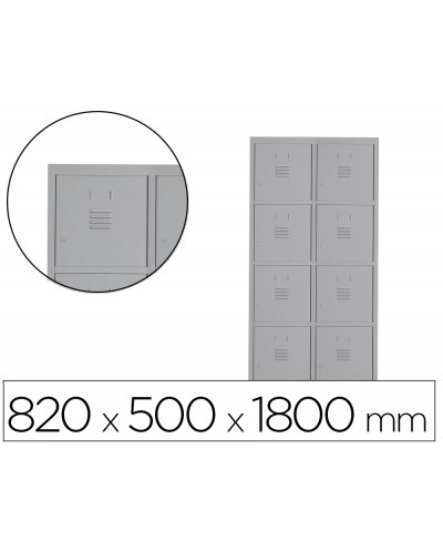 Taquilla metalica rocada 400 2 modulos x 4 puertas gris 820x500x1800 mm