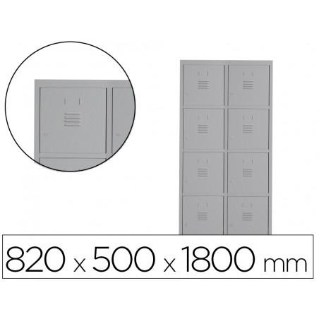 Taquilla metalica rocada 400 2 modulos x 4 puertas gris 820x500x1800 mm