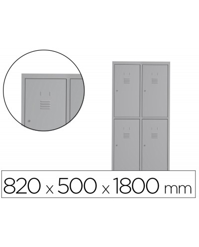 Taquilla metalica rocada 400 2 modulos x 2 puertas gris 820x500x1800 mm