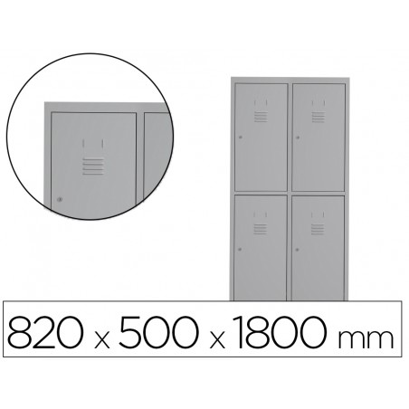 Taquilla metalica rocada 400 2 modulos x 2 puertas gris 820x500x1800 mm
