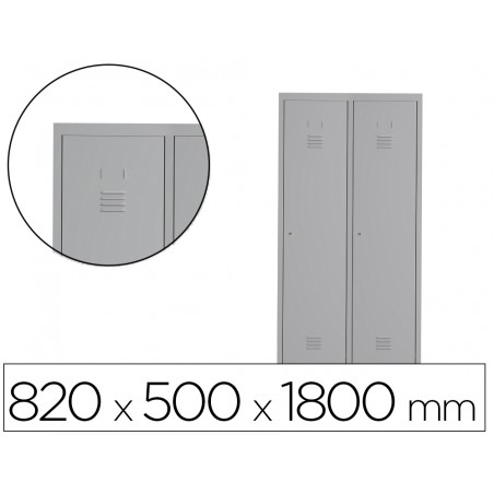 Taquilla metalica rocada 400 2 modulos x 1 puerta gris 820x500x1800 mm