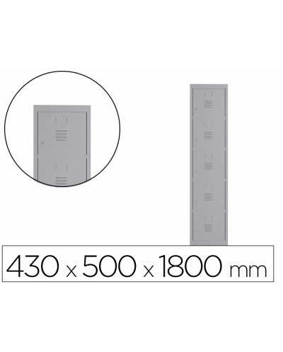 Taquilla metalica rocada 400 1 modulo x 5 puertas gris 430x500x1800 mm