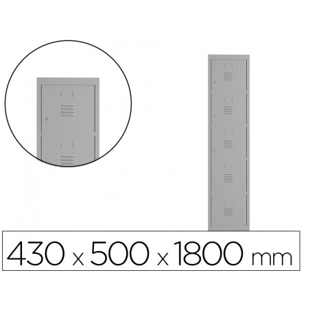 Taquilla metalica rocada 400 1 modulo x 5 puertas gris 430x500x1800 mm