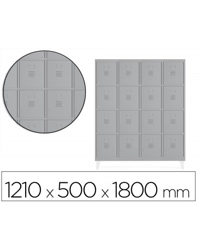 Taquilla metalica rocada 300 4 modulos x 4 puertas gris 1210x500x1800 mm