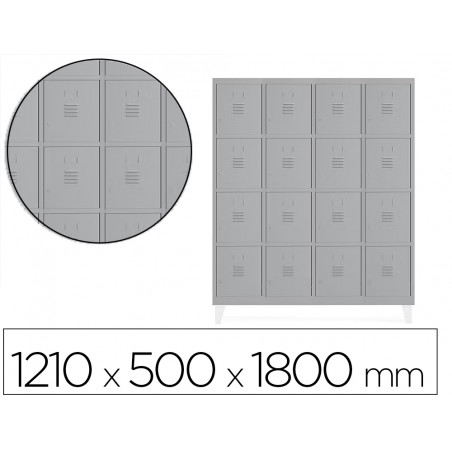 Taquilla metalica rocada 300 4 modulos x 4 puertas gris 1210x500x1800 mm