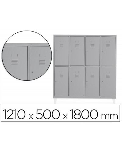 Taquilla metalica rocada 300 4 modulos x 2 puertas gris 1210x500x1800 mm