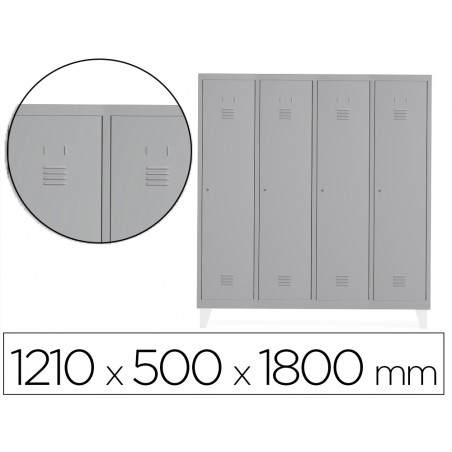 Taquilla metalica rocada 300 4 modulos x 1 puerta gris 1210x500x1800 mm