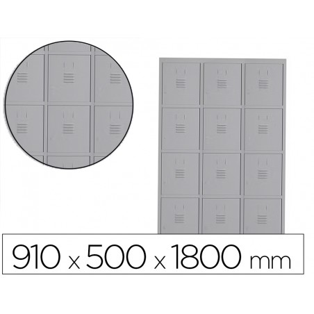 Taquilla metalica rocada 300 3 modulos x 4 puertas gris 910x500x1800 mm