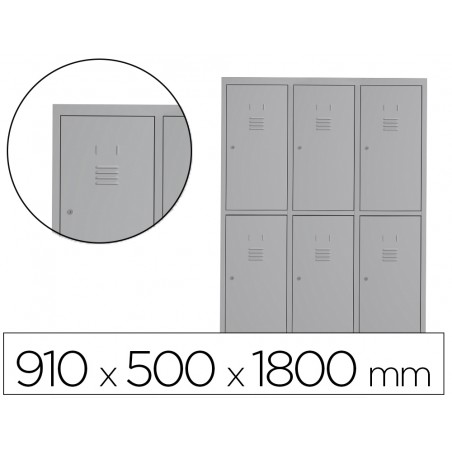 Taquilla metalica rocada 300 3 modulos x 2 puertas gris 910x500x1800 mm