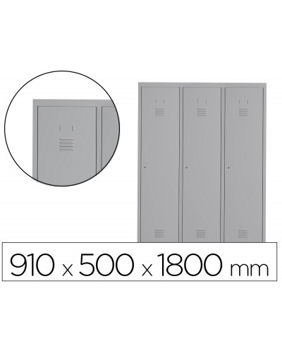 Taquilla metalica rocada 300 3 modulos x 3 puerta gris 910x500x1800 mm