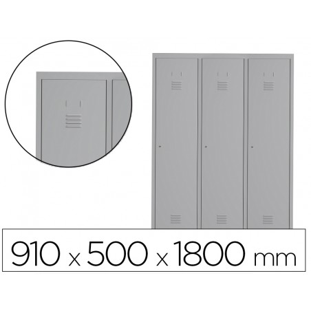 Taquilla metalica rocada 300 3 modulos x 3 puerta gris 910x500x1800 mm