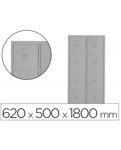 Taquilla metalica rocada 300 2 modulos x 4 puertas gris 620x500x1800 mm