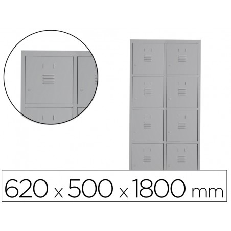 Taquilla metalica rocada 300 2 modulos x 4 puertas gris 620x500x1800 mm