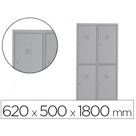 Taquilla metalica rocada 300 2 modulos x 1 puerta gris 620x500x1800 mm