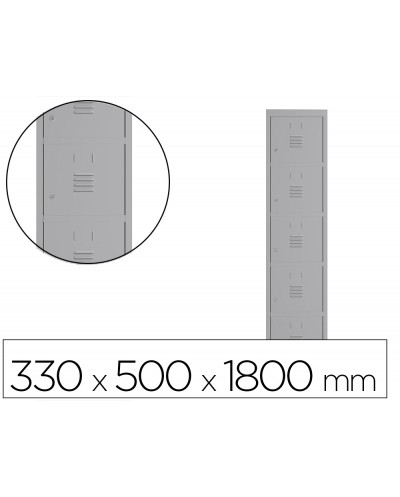 Taquilla metalica rocada 300 1 modulo 5 puertas gris 330x500x1800 mm
