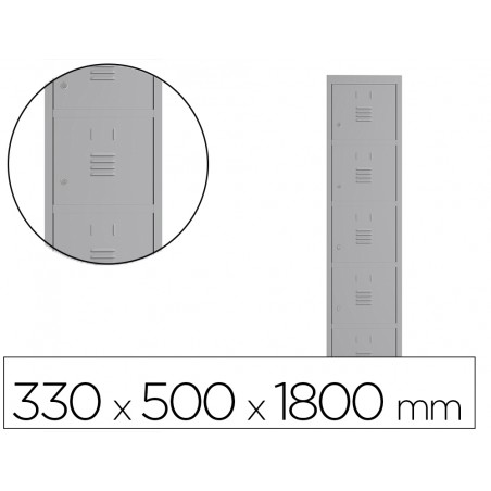 Taquilla metalica rocada 300 1 modulo 5 puertas gris 330x500x1800 mm
