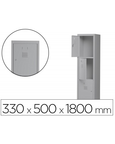 Taquilla metalica rocada 300 1 modulo 3 puertas gris 330x500x1800 mm