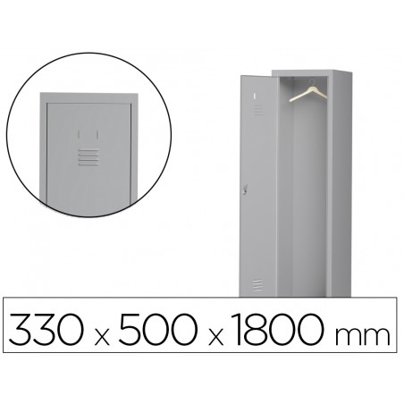 Taquilla metalica rocada 300 1 modulo puerta gris 330x500x1800 mm