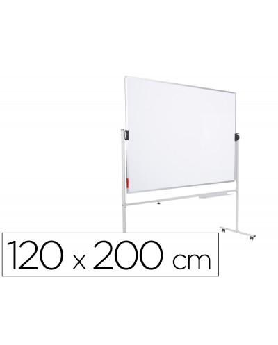 Pizarra blanca rocada acero vitrificado magnetico marco aluminio doble cara volteable 120x200 cm