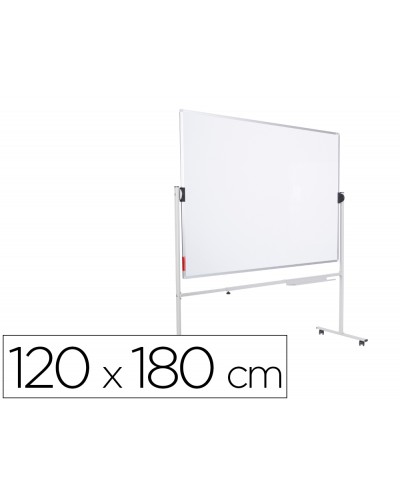 Pizarra blanca rocada acero vitrificado magnetico marco aluminio doble cara volteable 120x180 cm