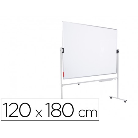 Pizarra blanca rocada acero vitrificado magnetico marco aluminio doble cara volteable 120x180 cm