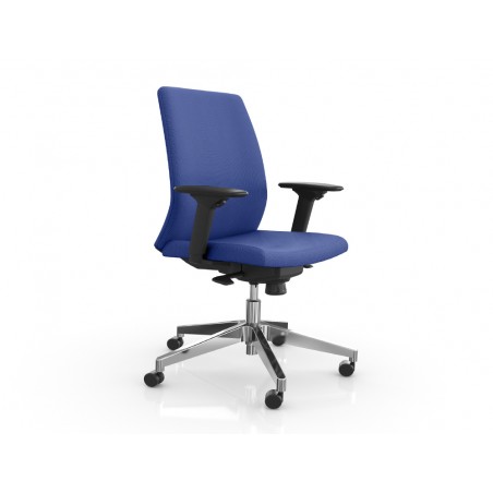 Silla rocada direccion brazos regulables base aluminio respaldo y asiento tela ignifuga azul 680x630x990 mm