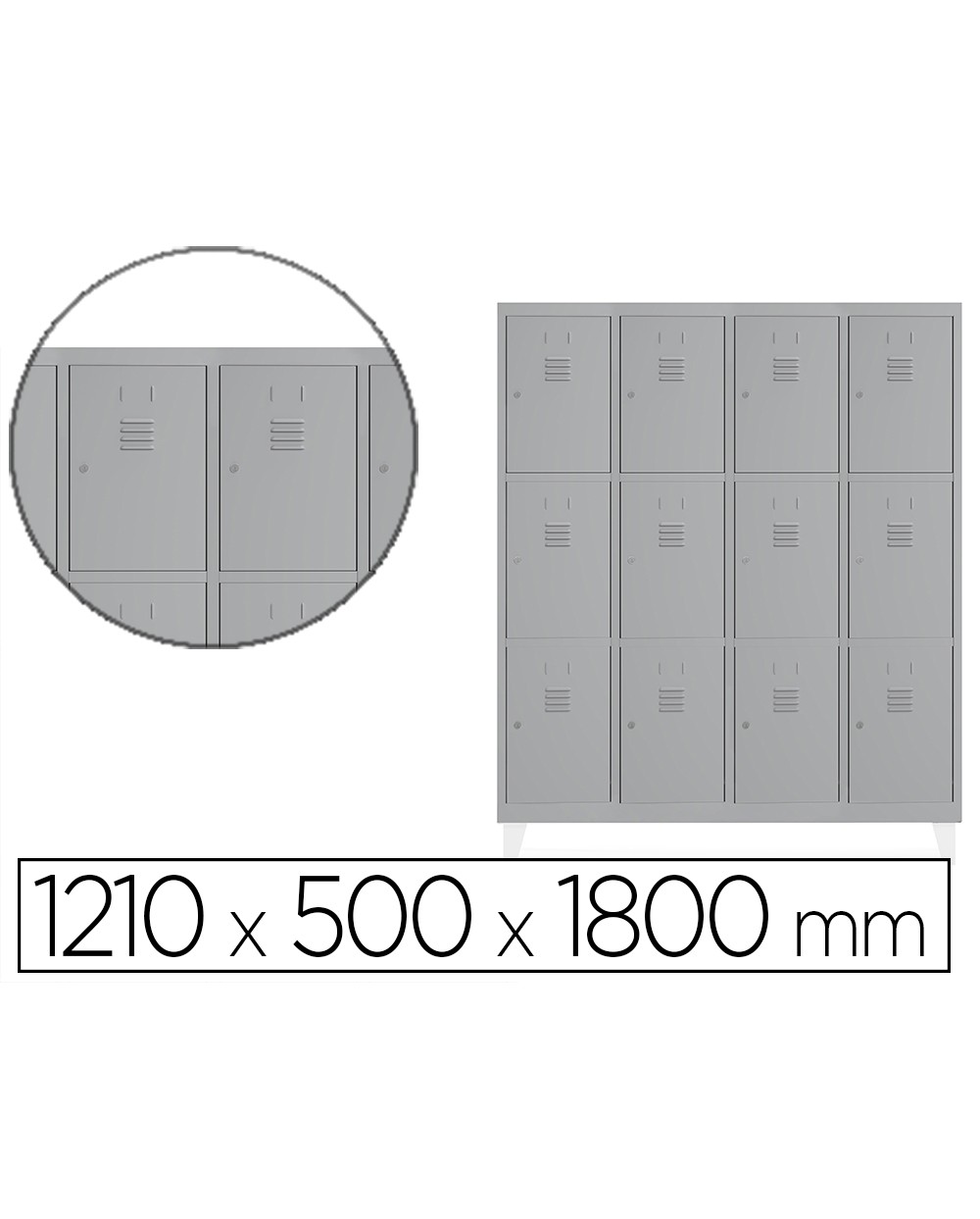 Taquilla metalica rocada 300 4 modulos x 3 puertas gris 1210x500x1800 mm