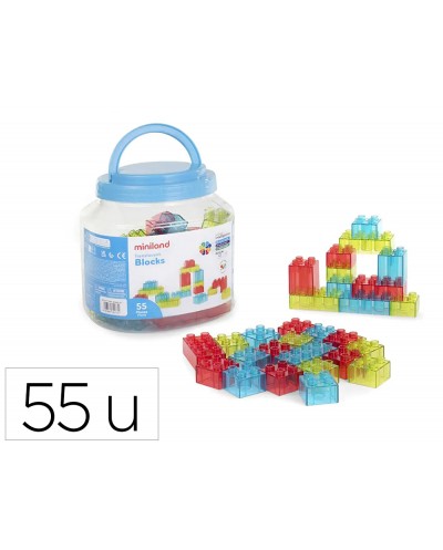 Juego didactico miniland bloques colores translucidos 55 piezas
