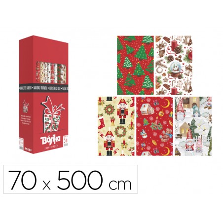 Papel de regalo basika navidad rollo de 70 x 500 cm modelos surtidos