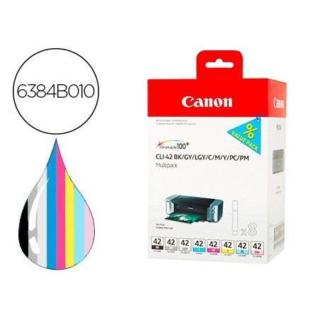 Ink jet cli 42 canon pixma pro 100 100s multipack 8 colores bk gy lgy c m y pc pm 13 ml