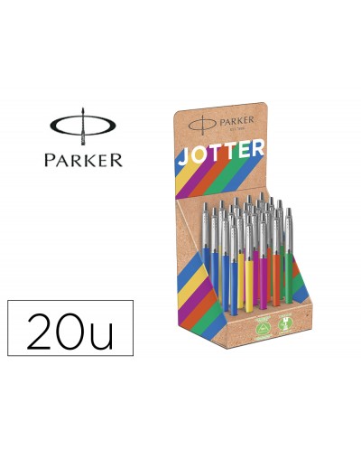 Boligrafo parker jotter originals recycled anos 90 expositor 20 unidades con 5 colores surtidos