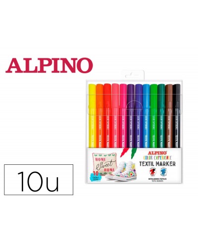 Rotulador alpino textil marker color experience estuche de 10 unidades colores surtidos