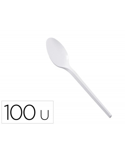 Cuchara de plastico blanco reutilizable paquete de 100 unidades