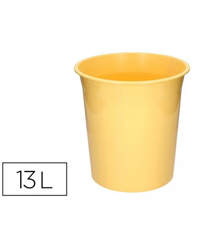 Papelera plastico q connect amarillo pastel opaco 13 litros 275x285 mm