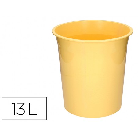 Papelera plastico q connect amarillo pastel opaco 13 litros 275x285 mm