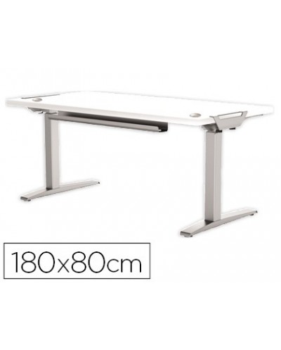 Mesa de oficina levado base metal acero pintado sistema electrico regulable altura tablero blanco 180 x 80 cm