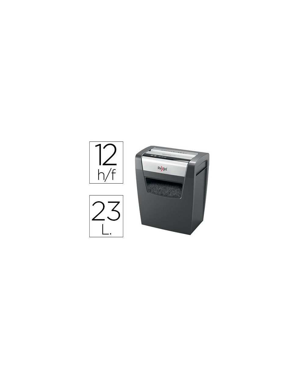 Destructora de documentos rexel momentum x312 capacidad de corte 12 hojas destruye grapas y clips papelera 23 l