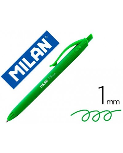 Boligrafo milan p1 retractil 1 mm touch verde