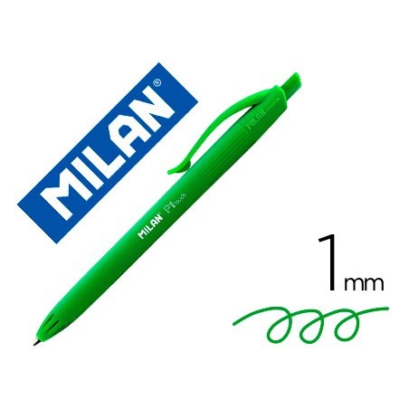 Boligrafo milan p1 retractil 1 mm touch verde