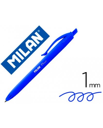 Boligrafo milan p1 retractil 1 mm touch azul