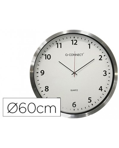 Reloj q connect de pared plastico oficina redondo 60 cm marco cromado