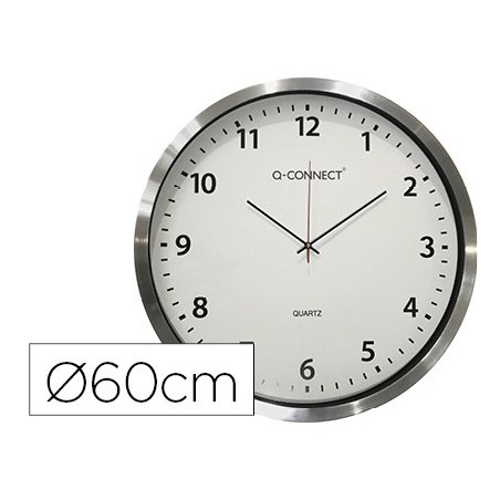 Reloj q connect de pared plastico oficina redondo 60 cm marco cromado
