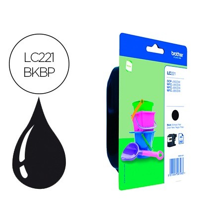 Ink jet brother lc221bk dcp j562dw mfc j480dw 680dw 880dw negro 260 paginas