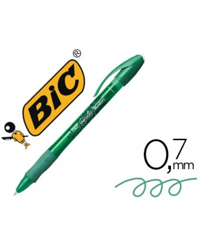 Boligrafo bic gelocity illusion borrable verde punta de 07 mm