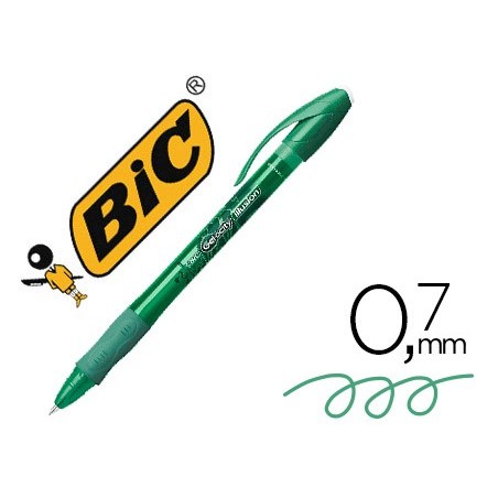 Boligrafo bic gelocity illusion borrable verde punta de 07 mm