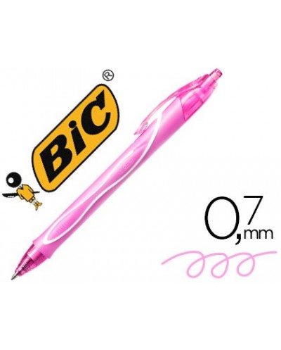 Boligrafo bic gelocity quick dry retractil tinta gel rosa punta de 07 mm